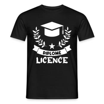 diplômé en licence. - T-shirt homme - noir - Devant - AI Model Male 178 light (178cm)