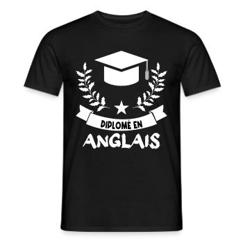 diplômé en anglais. - T-shirt homme - noir - Devant - AI Model Male 178 light (178cm)