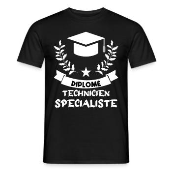 diplômé technicien spécialisé. - T-shirt homme - noir - Devant - AI Model Male 178 light (178cm)
