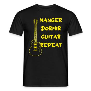 répéter manger dormir guitare tous les jours - T-shirt homme - noir - Devant - AI Model Male 178 light (178cm)