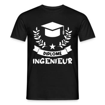 Ingénieur diplômé - T-shirt homme - noir - Devant - AI Model Male 178 light (178cm)