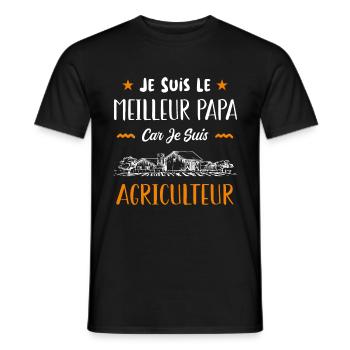 je suis le meilleur papa car je suis agriculteur. - T-shirt homme - noir - Devant - AI Model Male 178 light (178cm)