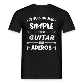 je suis un mec simple Guitariste Cadeau - T-shirt homme - noir - Devant - AI Model Male 178 light (178cm)