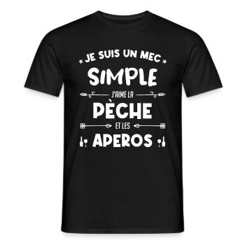 Pêche - un mec simple - T-shirt homme - noir - Devant - AI Model Male 178 light (178cm)