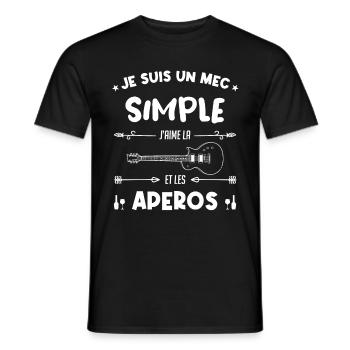 je suis un mec simple Guitariste Cadeau - T-shirt homme - noir - Devant - AI Model Male 178 light (178cm)