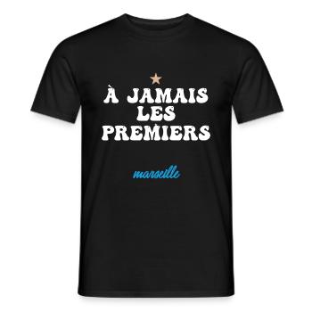 À JAMAIS LES PREMIERS (bleu) - T-shirt homme - noir - Devant - AI Model Male 178 light (178cm)