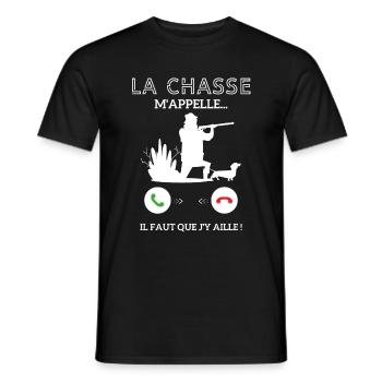 La Chasse m'appelle faut que j'y aille ! - T-shirt homme - noir - Devant - AI Model Male 178 light (178cm)