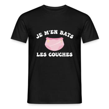 Je m'en bats les couches - T-shirt homme - noir - Devant - AI Model Male 178 light (178cm)