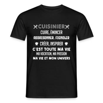 Cuisinier ma vocation, ma vie, mon univers - T-shirt homme - noir - Devant - AI Model Male 178 light (178cm)
