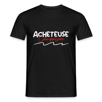 Acheteuse compulsive - T-shirt homme - noir - Devant - AI Model Male 178 light (178cm)