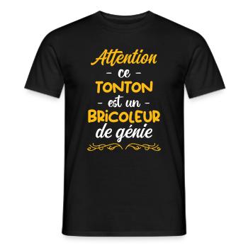 attention ce tonton est un bricoleur de génie - T-shirt homme - noir - Devant - AI Model Male 178 light (178cm)