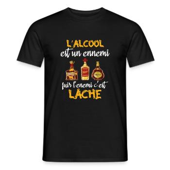 L'alcool est un ennemi - T-shirt homme - noir - Devant - AI Model Male 178 light (178cm)