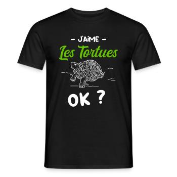 Oui Les Tortues je les Aime - T-shirt homme - noir - Devant - AI Model Male 178 light (178cm)