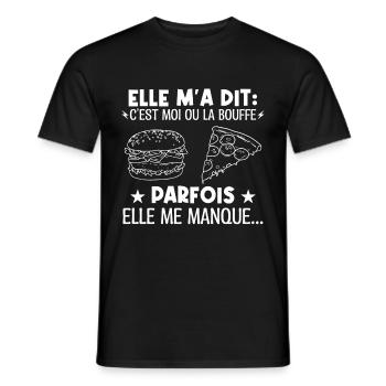 Elle a dit moi ou la bouffe elle me manque parfois - T-shirt homme - noir - Devant - AI Model Male 178 light (178cm)