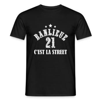 banlieue 21 c'est la street - T-shirt homme - noir - Devant - AI Model Male 178 light (178cm)