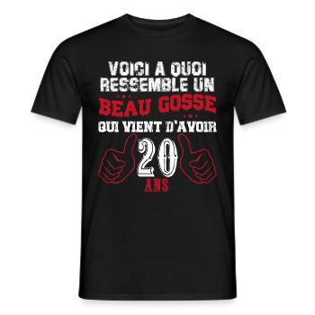 voici à quoi ressemble un bogosse de 20 ans - T-shirt homme - noir - Devant - AI Model Male 178 light (178cm)
