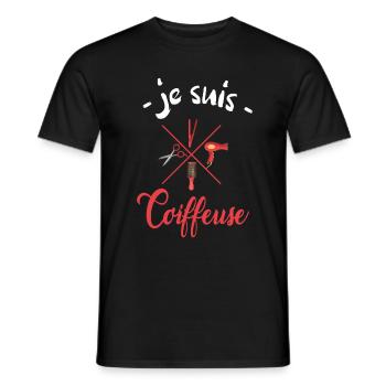 je suis coiffeuse - T-shirt homme - noir - Devant - AI Model Male 178 light (178cm)