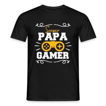 Super papa gamer - T-shirt homme - noir - Devant - AI Model Male 178 light (178cm)