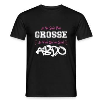Fat humor, I'm not fat I only have one abs - T-shirt homme - noir - Devant - AI Model Male 178 light (178cm)