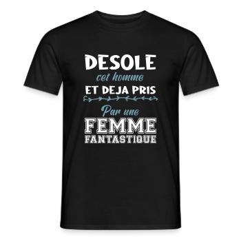 Désolé cet homme est déjà pris par une femme - T-shirt homme - noir - Devant - AI Model Male 178 light (178cm)