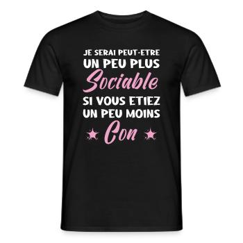 Je Serais Peut Être Un Peu Plus Sociable - T-shirt homme - noir - Devant - AI Model Male 178 light (178cm)