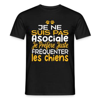 Je préfère juste fréquenter les chiens - T-shirt homme - noir - Devant - AI Model Male 178 light (178cm)