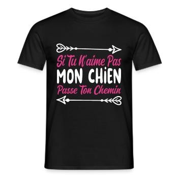 Si tu n’aimes pas mon chien - T-shirt homme - noir - Devant - AI Model Male 178 light (178cm)