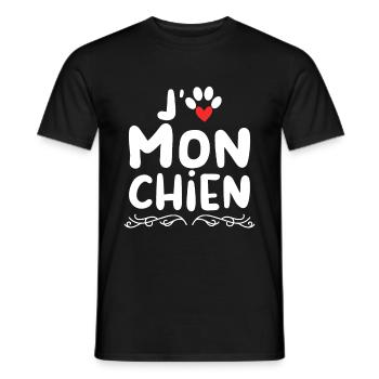 J aime mon chien - T-shirt homme - noir - Devant - AI Model Male 178 light (178cm)