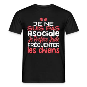 Je préfère juste fréquenter les chiens - T-shirt homme - noir - Devant - AI Model Male 178 light (178cm)