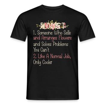 Tenue de fleuriste pour jardiniers - T-shirt homme - noir - Devant - AI Model Male 178 light (178cm)