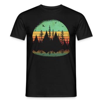 Retro Wald Outdoor Wandern Natur - Männer T-Shirt - Schwarz - Vorne - AI Model Male 178 light (178cm)