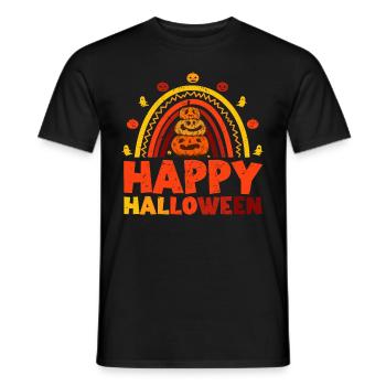 Halloween Regenbogen Happy Hallowen mit Kürbis - Männer T-Shirt - Schwarz - Vorne - AI Model Male 178 light (178cm)