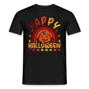 Halloween Rainbow Happy Hallowen avec citrouille - T-shirt homme - noir - Devant - AI Model Male 178 light (178cm)