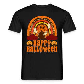 Halloween Regenbogen Happy Hallowen mit Kürbis - Männer T-Shirt - Schwarz - Vorne - AI Model Male 178 light (178cm)