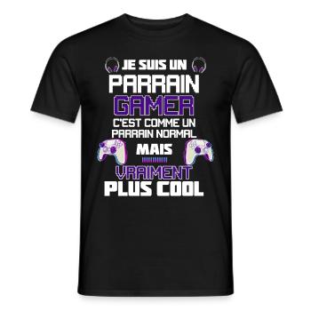 Parrain Gamer Jeux Vidéo Passion Geek - T-shirt homme - noir - Devant - AI Model Male 178 light (178cm)