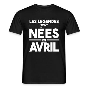 les légendes sont nées en avril - T-shirt homme - noir - Devant - AI Model Male 178 light (178cm)