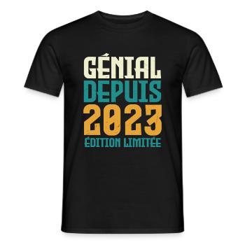génial depuis 2023 - T-shirt homme - noir - Devant - AI Model Male 178 light (178cm)
