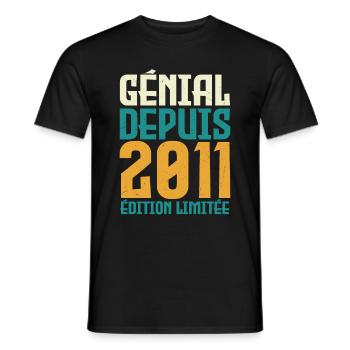 Génial depuis 2011 - T-shirt homme - noir - Devant - AI Model Male 178 light (178cm)
