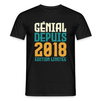 Génial depuis 2018 - T-shirt homme - noir - Devant - AI Model Male 178 light (178cm)