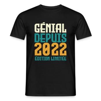 Génial depuis 2022 - T-shirt homme - noir - Devant - AI Model Male 178 light (178cm)