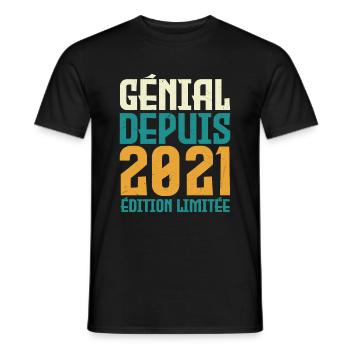 Génial depuis 2021 - T-shirt homme - noir - Devant - AI Model Male 178 light (178cm)