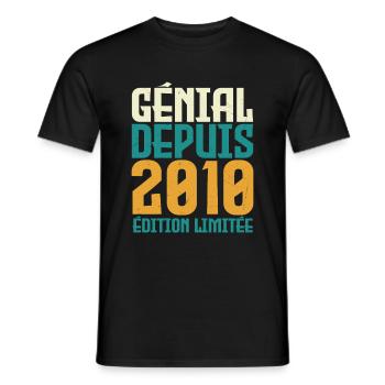 Génial depuis 2010 - T-shirt homme - noir - Devant - AI Model Male 178 light (178cm)