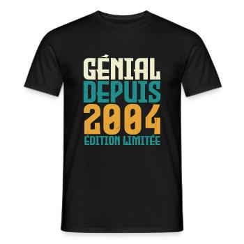 Génial depuis 2004 - T-shirt homme - noir - Devant - AI Model Male 178 light (178cm)