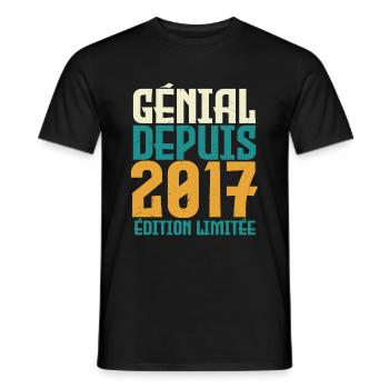 Génial depuis 2017 - T-shirt homme - noir - Devant - AI Model Male 178 light (178cm)