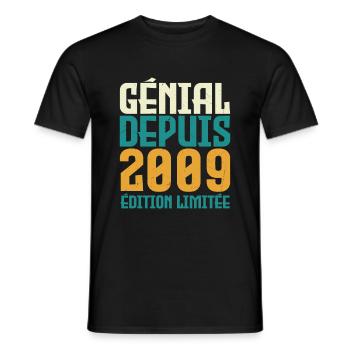 Génial depuis 2009 - T-shirt homme - noir - Devant - AI Model Male 178 light (178cm)