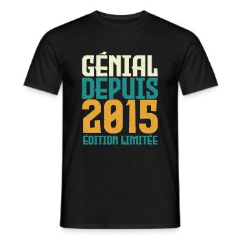 Génial depuis 2015 - T-shirt homme - noir - Devant - AI Model Male 178 light (178cm)