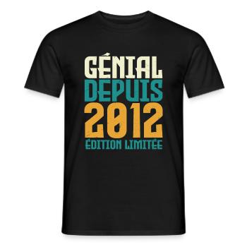 Génial depuis 2012 - T-shirt homme - noir - Devant - AI Model Male 178 light (178cm)
