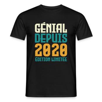 Génial depuis 2020 - T-shirt homme - noir - Devant - AI Model Male 178 light (178cm)