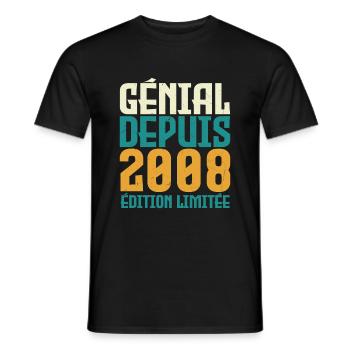Génial depuis 2008 - T-shirt homme - noir - Devant - AI Model Male 178 light (178cm)