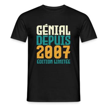 Génial depuis 2007 - T-shirt homme - noir - Devant - AI Model Male 178 light (178cm)